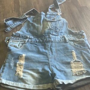 Denim Shorts Overalls